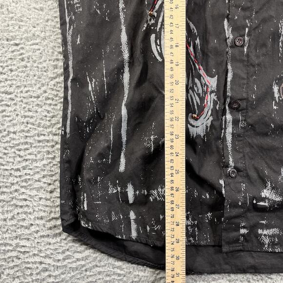 BROOKLYN EXPRESS SHIRT MENS XL BLACK DRAGON SPLATTER STUDDED BUTTON Y2K 2 SIDED - Picture 9 of 9